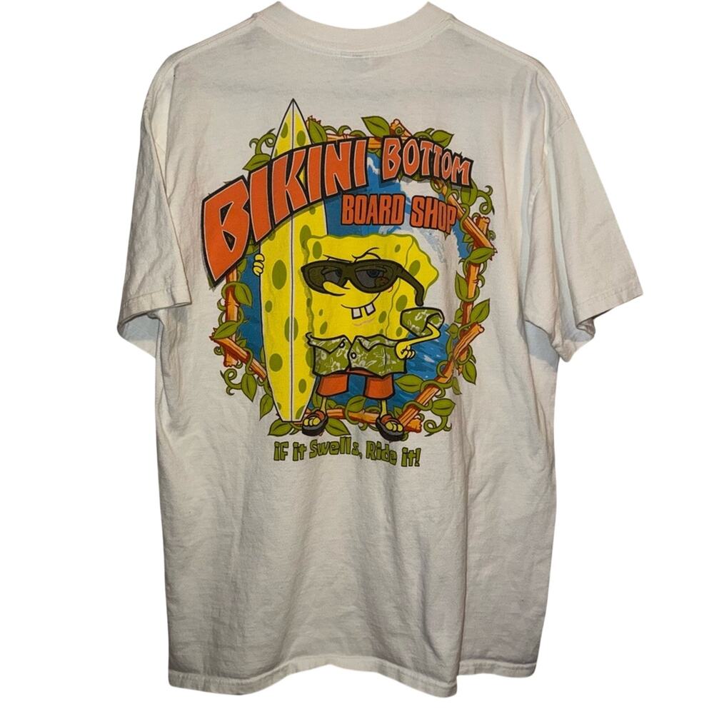 Y2K 2004 SpongeBob SquarePants Bikini Bottom Board Shop Nickelodeon Shirt L